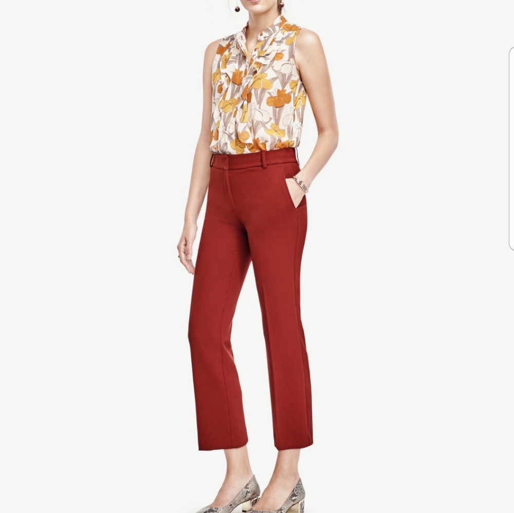 Ann Taylor Red Refined Kick Crop Trousers, Sz2